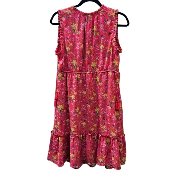 🎉Host Pick🎉GAP Maternity Sleeveless Ruffle-Trim Dress Floral Print Pink Medium - Picture 2 of 6